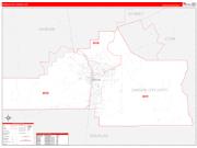 Carson City County, NV Wall Map Zip Code Red Line Style 2022